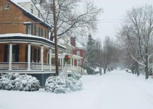 House in the snow in Waterford Virginia