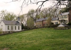 John Wesley church in the spring in Waterford Virginia