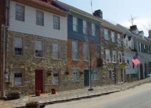 Row houses in spring in Waterford Virginia