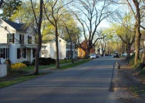 Houses on Second Street in the spring in Waterford VA